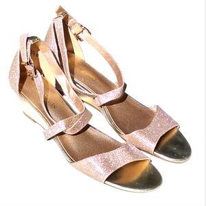 Dream Pairs Ankle Strap Criss Cross Party Evening Gold Sparkle Heels Size 11